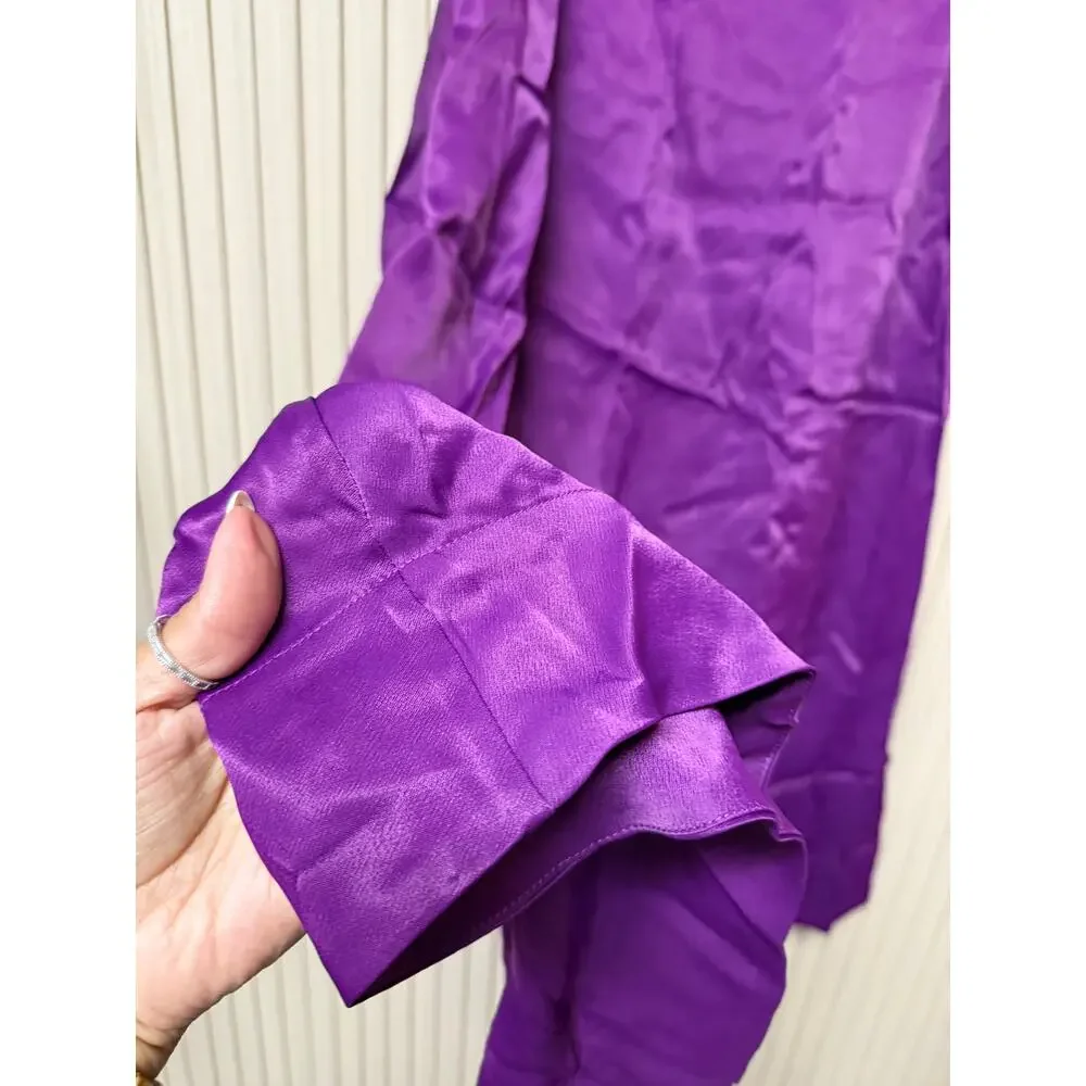 Karen Millen Satin Pleated Woven Midaxi Skirt Purple Size 8 - Picture 4 of 16